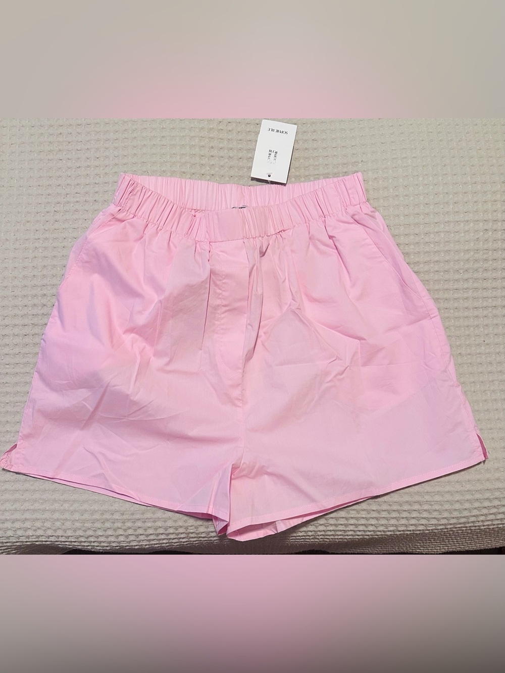 Sophie Rue Light Pink Elastic-Waist Poplin Shorts